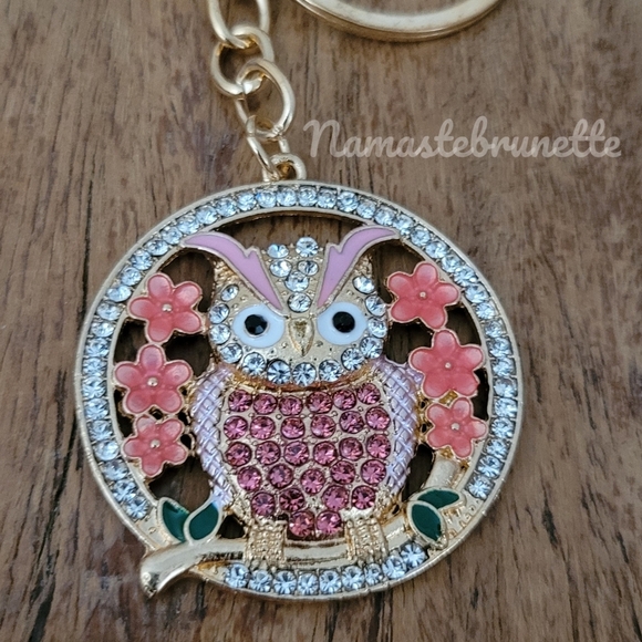 2/$20 Boho Owl Crystal Rhinestone Keychain Bag Charm - Picture 4 of 10